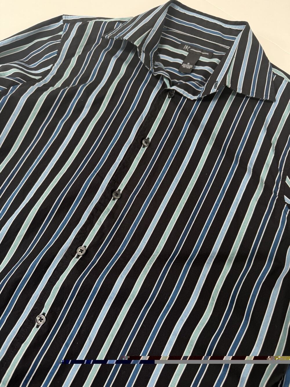 Men’s Size Medium Inc International Concepts Striped 100% Cotton Button Down
